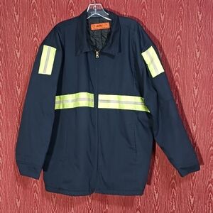 CINTAS Long Sleeve Collared Pockets Enhanced Visibility Work Coat 2XL